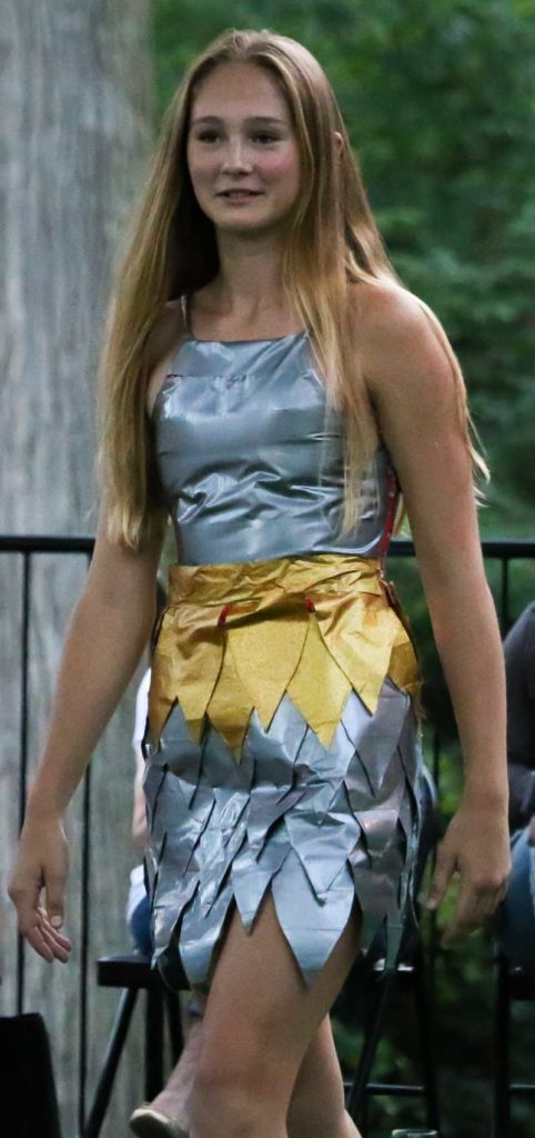 Duct tape dress at Style & Sustainability; a student-led sustainable fashion design competition.